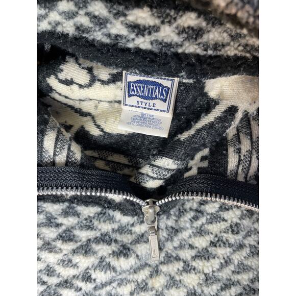 90s essentials style fleece Black and White deer tree Medium - Picture 2 of 14